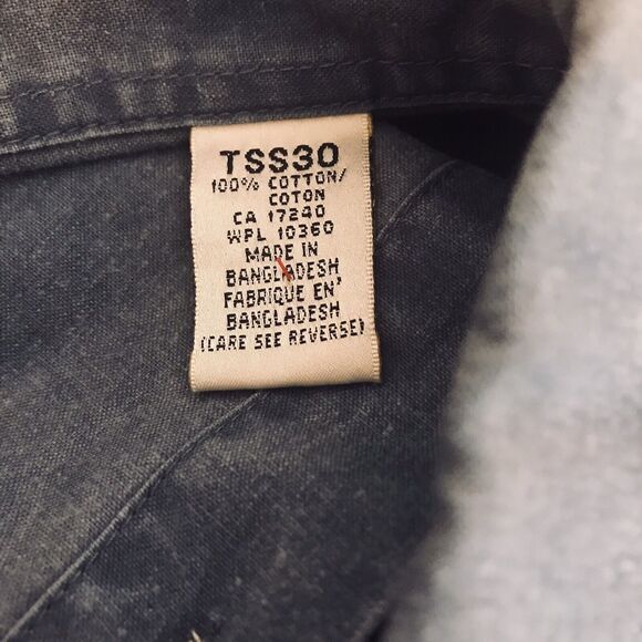 Trail Designs Travel Shirt Men's XL Blue Short Sleeves Outdoors Denim Cotton - Picture 7 of 9